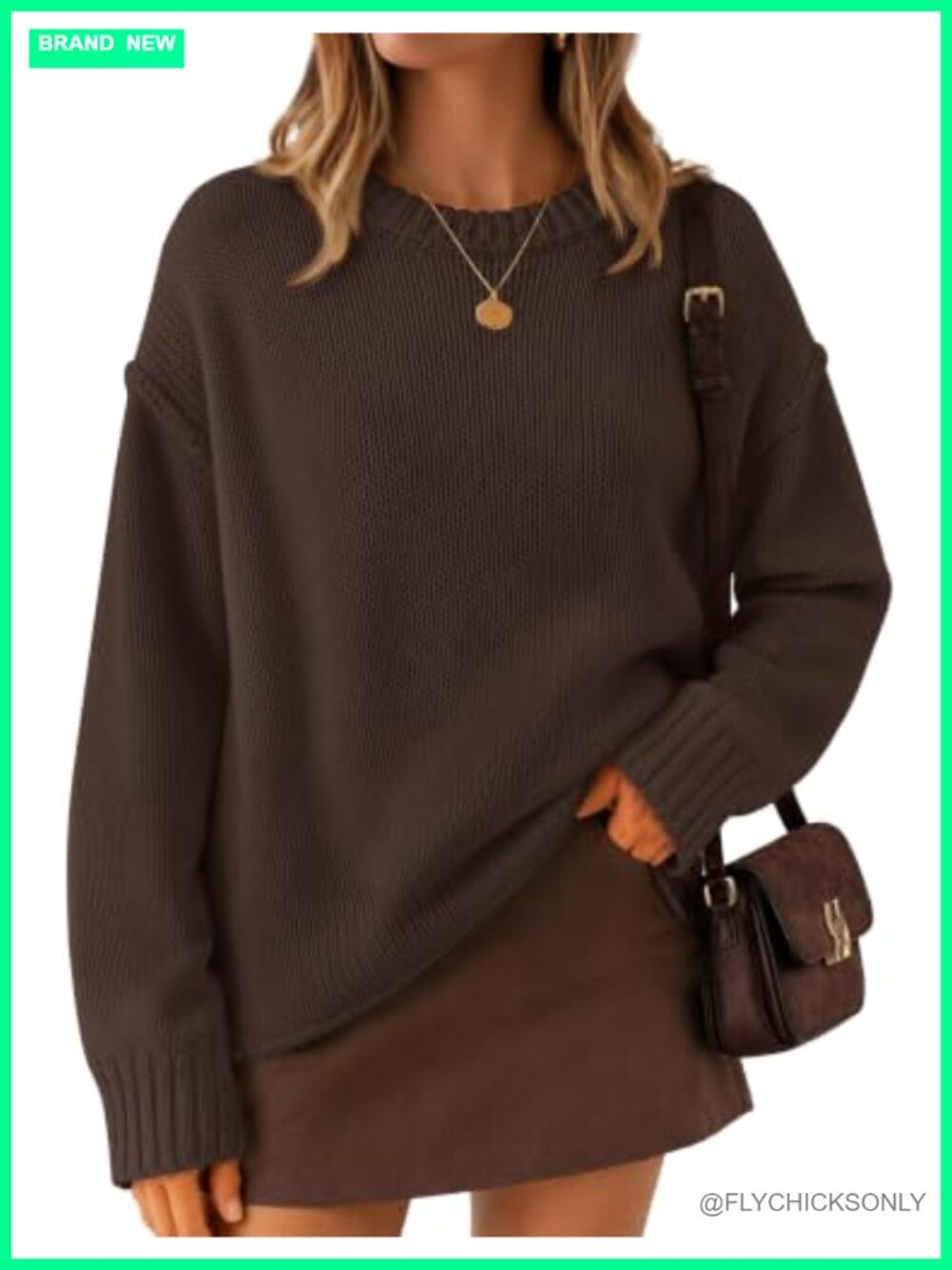 ZESICA Oversized Chunky Knit Sweater Crewneck Long Sleeve Pullover